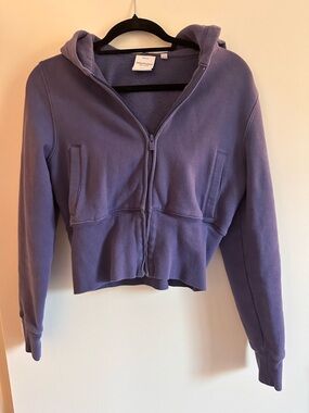 Aritzia Lavender Zip-Up Cropped Hoodie